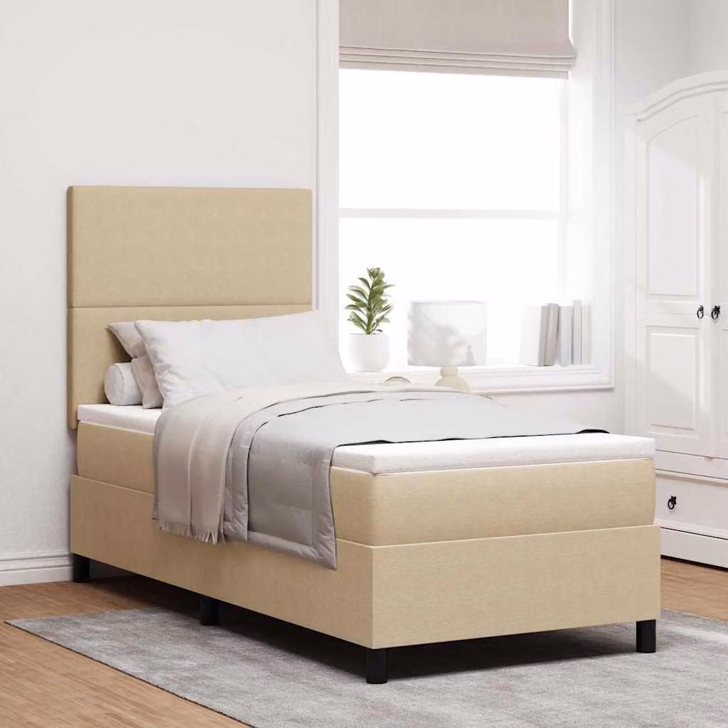 Maison Exclusive - Letto boxspring grigio chiaro e bianco 100 x 200 cm in tessuto di velluto a coste