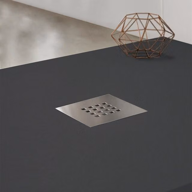 Piatto doccia effetto pietra 90x100 Antracite marmoresina pieno Piletta inclusa