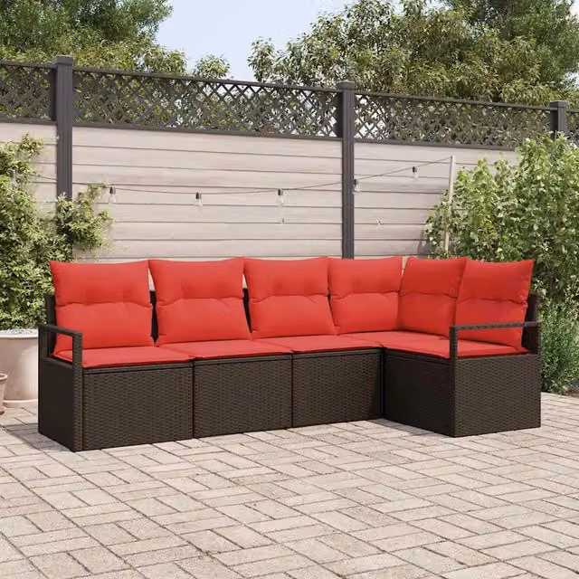 Set di divani 5 pz Marrone polyrattan 3346384
