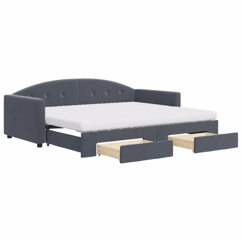 Divano Letto Estraibile con Cassetti in Velluto Grigio vidaXL L/P/H: 222 x 90 x 100 cm – 2
