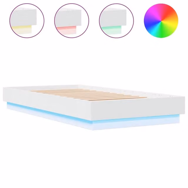 Letto singolo | Letto per adulti | Giroletto con LED Bianco 75x190 cm