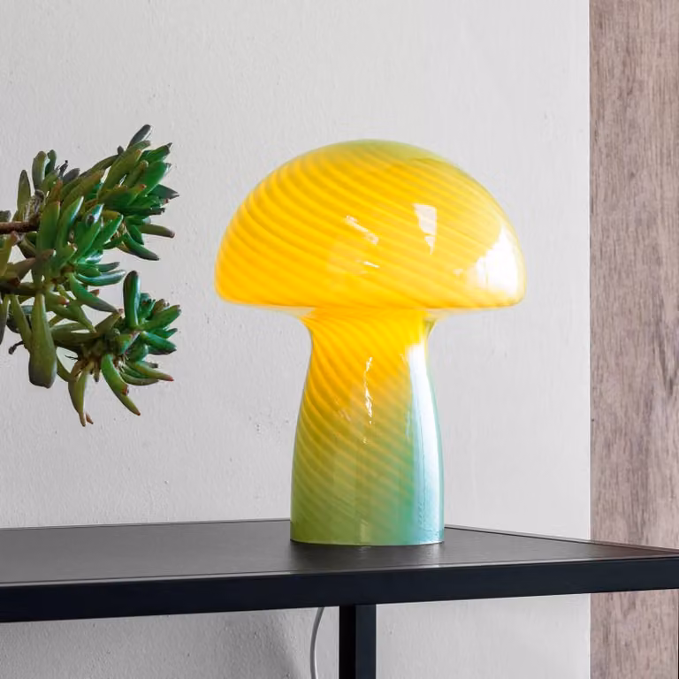 Dyberg Larsen Lampada da tavolo Mushroom, Verde, Soggiorno / Sala da pranzo, Vetro, Design, Lampada da tavolo