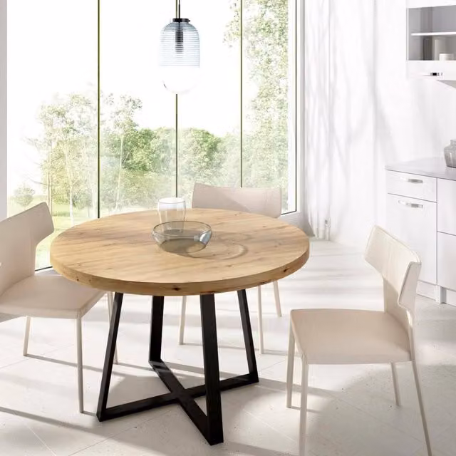 Tavolo da pranzo rotondo Abal DMORA in Rovere Nodi, L: 120 cm, H: 75 cm