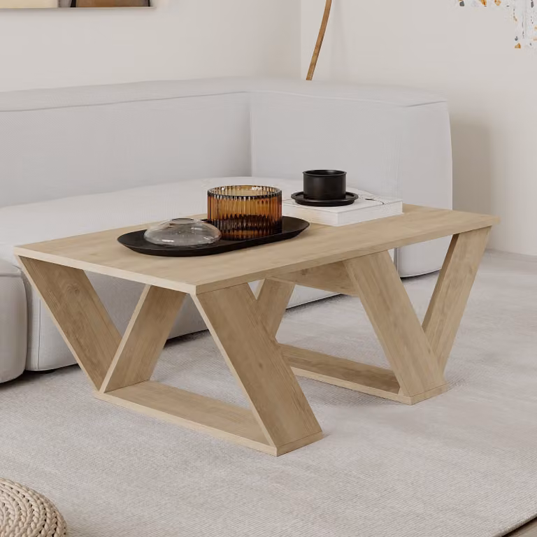 DECORTIE Pipra Tavolino moderno in rovere , 110 x 60 x 40 cm
