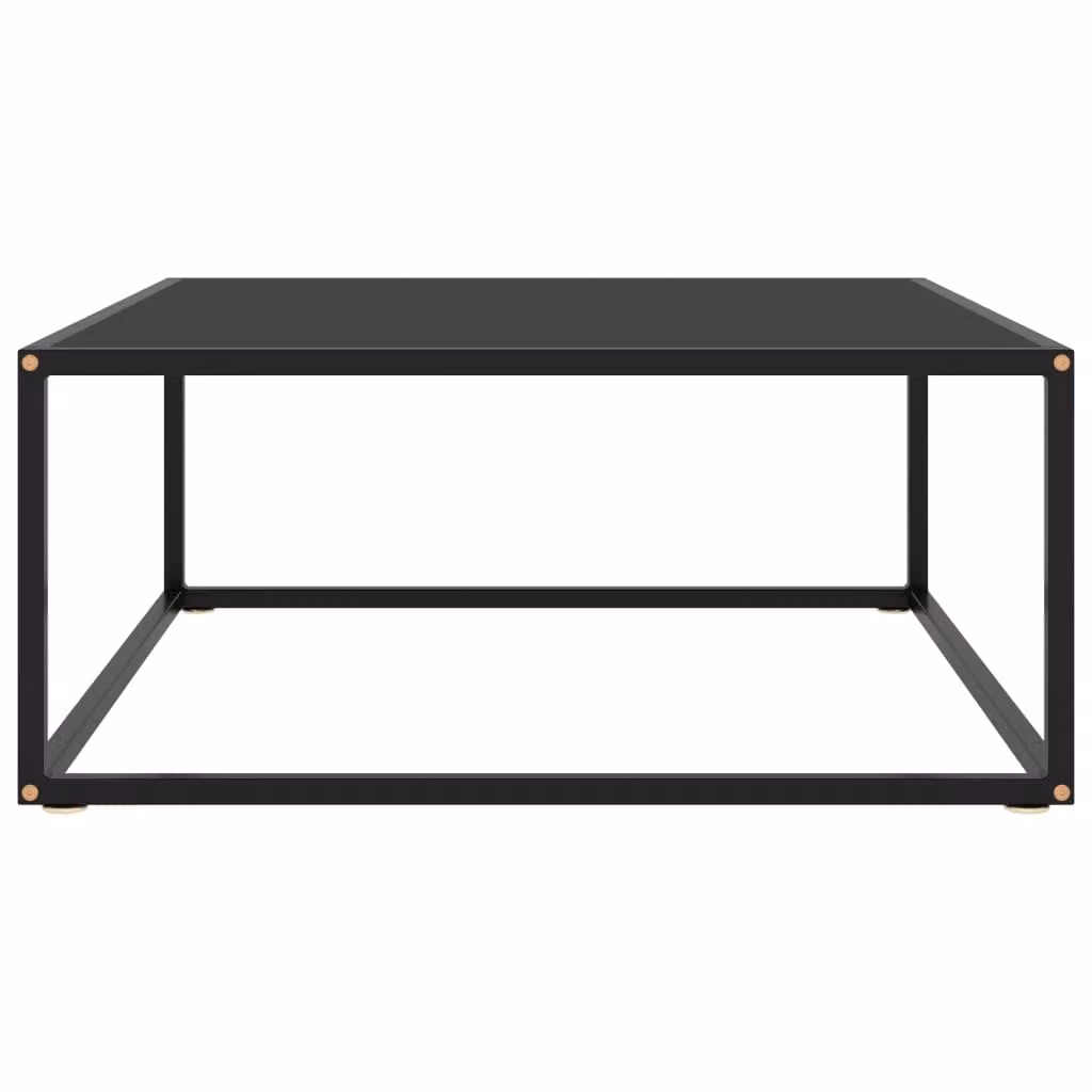Tavolino nero con vetro nero 80x80x35 cm