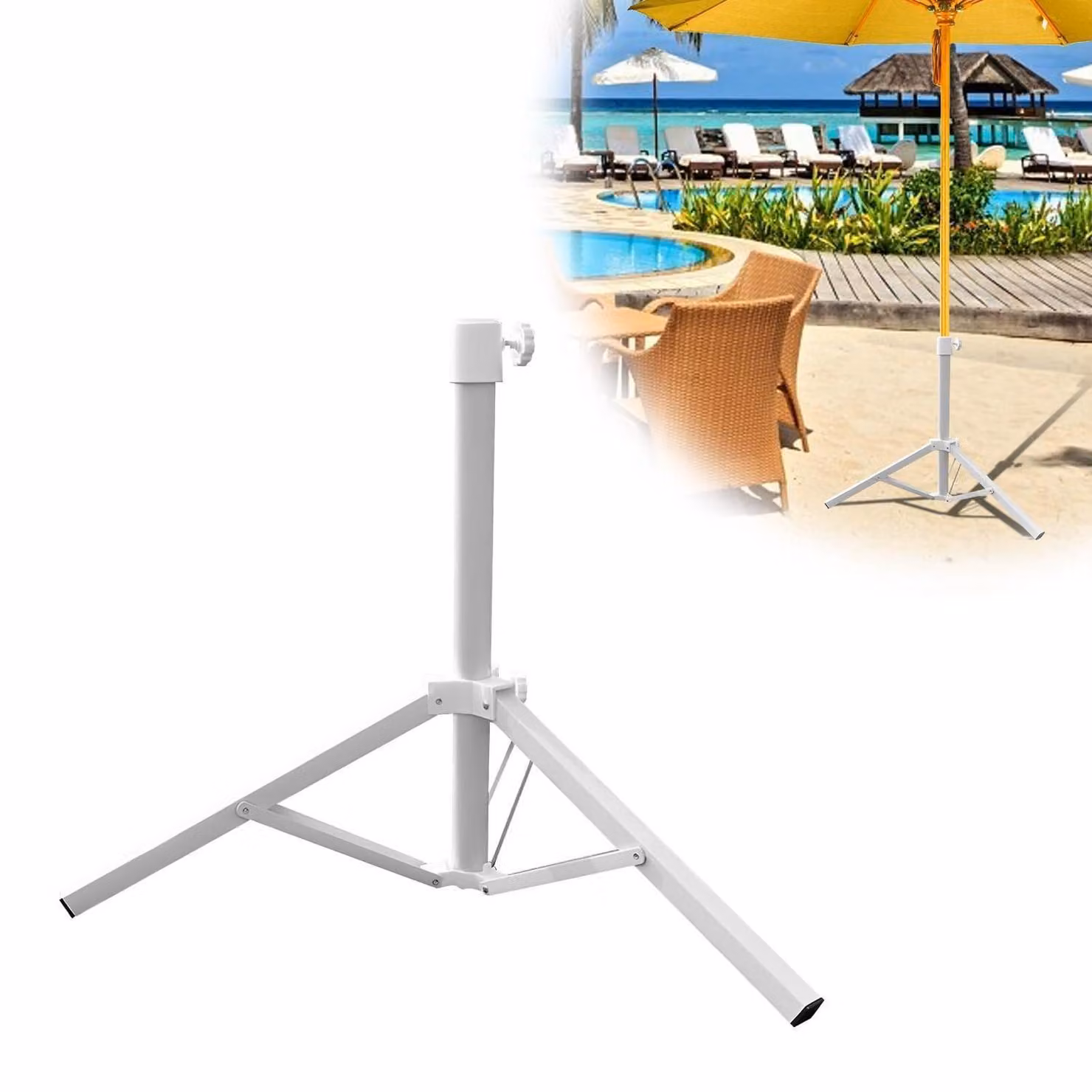 Supporto per ombrellone pieghevole, ideale per giardino, terrazza o campeggio, con diametro di 2,5 cm