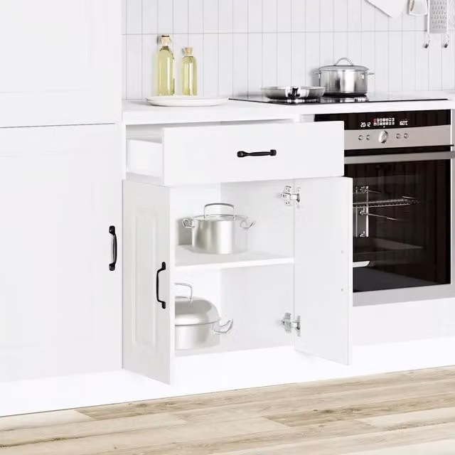Base da cucina vidaXL bianca con ante a battente e ripiani interni in legno L/P/H: 46 x 60 x 81,5 cm