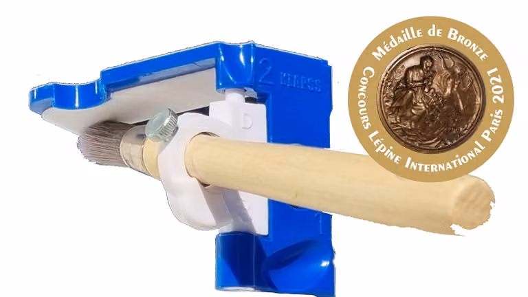 Applicatore per colori con pennello e pennelli di ricambio, acrilico, marrone/blu