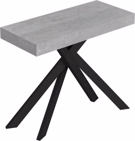 Consolle Allungabile Saki Small GIORDANOSHOP Colore Cemento con Gambe Antracite L: 90-196 cm, P: 40 cm, H: 77 cm – 1