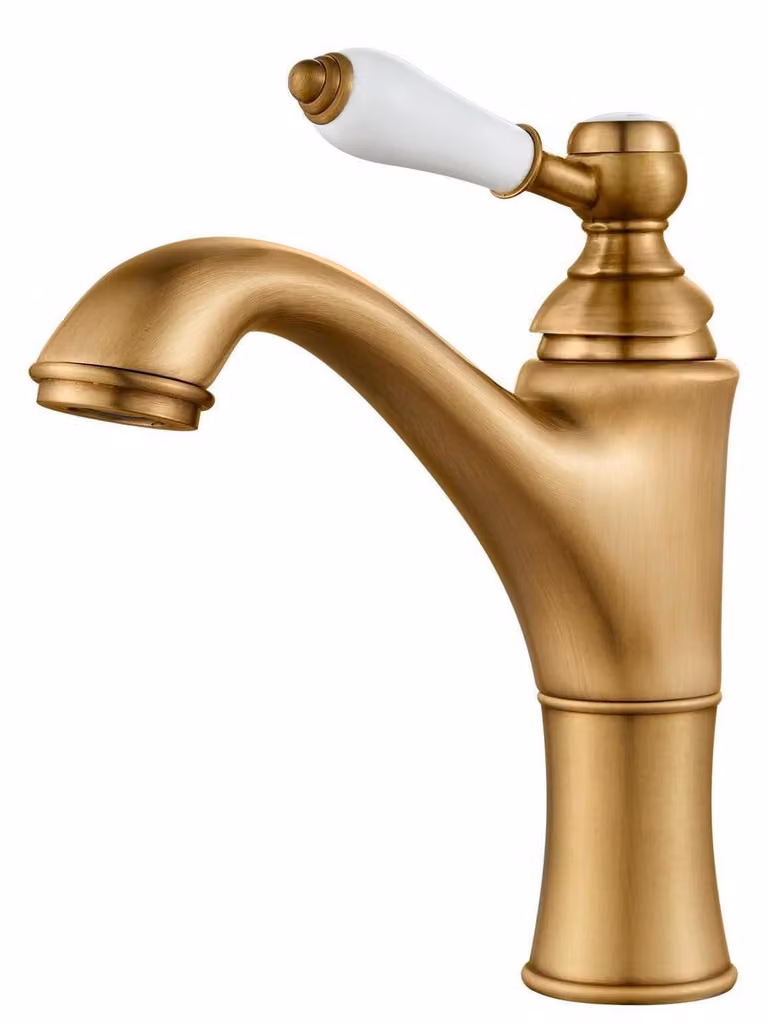 Miscelatore per lavabo, monocomando, stile antico, in ottone con valvola in Vetroceramica