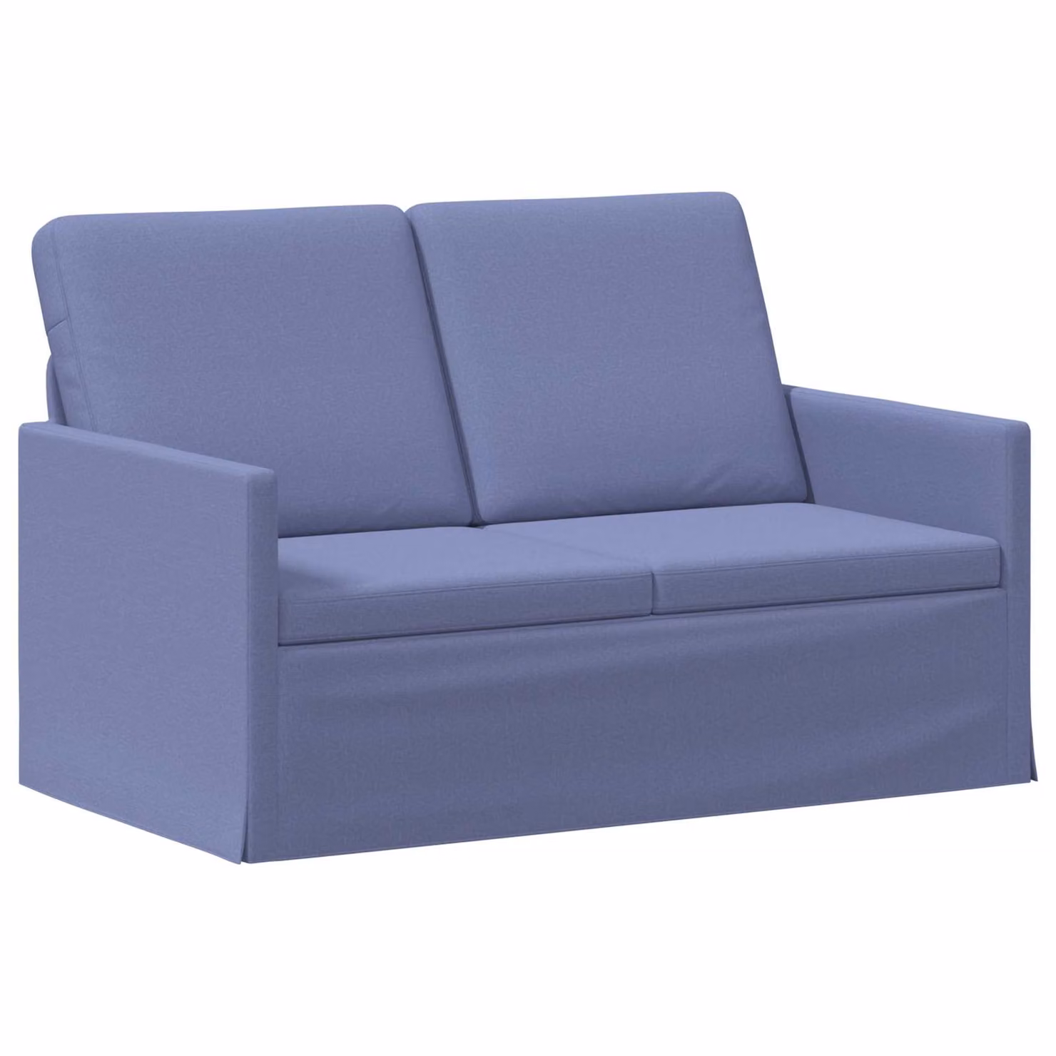 Divano a 2 posti vidaXL in tessuto blu jeans con struttura in metallo, L: 130 cm, P: 81 cm, H: 82 cm