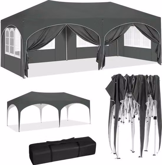 Tende da giardino - Tenda da giardino - 300x600 cm - Resistente alle intemperie e impermeabile - Gazebo da giardino - Grigio
