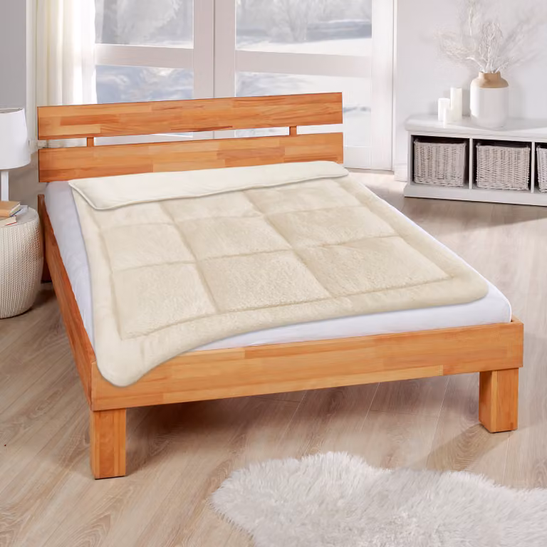 Piumino reversibile 135x200cm in Lana - trapunta in pile sherpa e microfibra - trapunta calda (imbottitura 1400g) - design reversibile