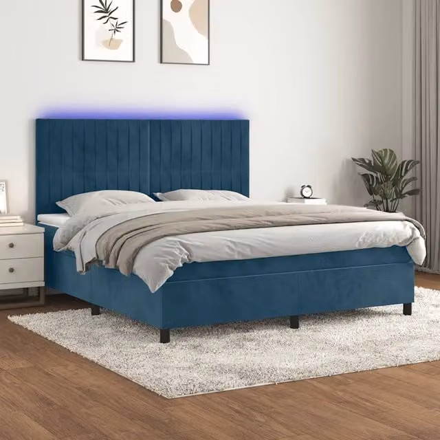 Letto Ibrido vidaXL con Materasso e Illuminazione LED Blu e Bianco L/P/H: 160 x 200 x 128 cm