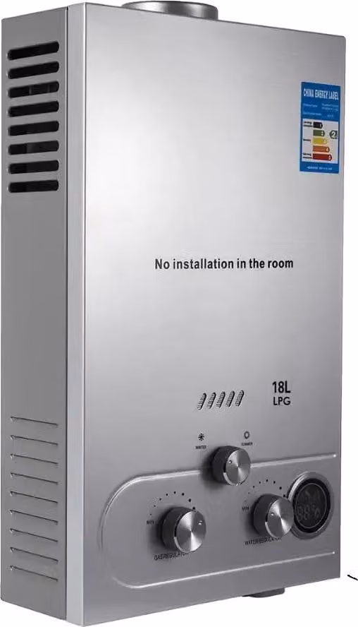 Scaldacqua a gas, riscaldamento istantaneo senza serbatoio da 36 kW, display LED della temperatura, modalità estate/inverno, 18 l
