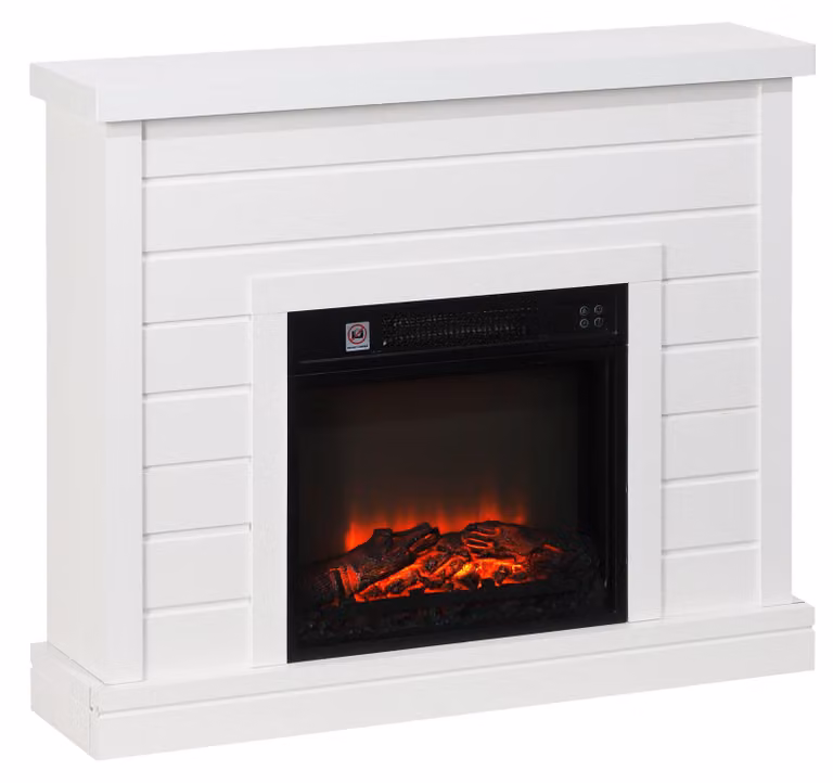 Camino elettrico con effetto fiamma 3D e timer | Colore: Bianco | Dimensioni: 22x96,5x81,7 cm