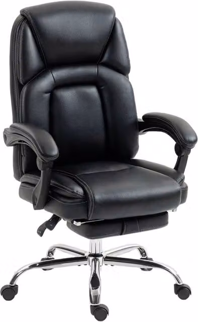 Sedia da Ufficio Reclinabile con Poggiapiedi ¨C Minimal ¨C Pelle PU, Nero, 120 kg