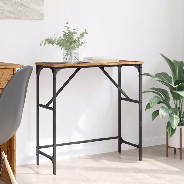 vidaXL Tavolo consolle in stile industriale color marrone, L/P/H: 75 x 32 x 75 cm