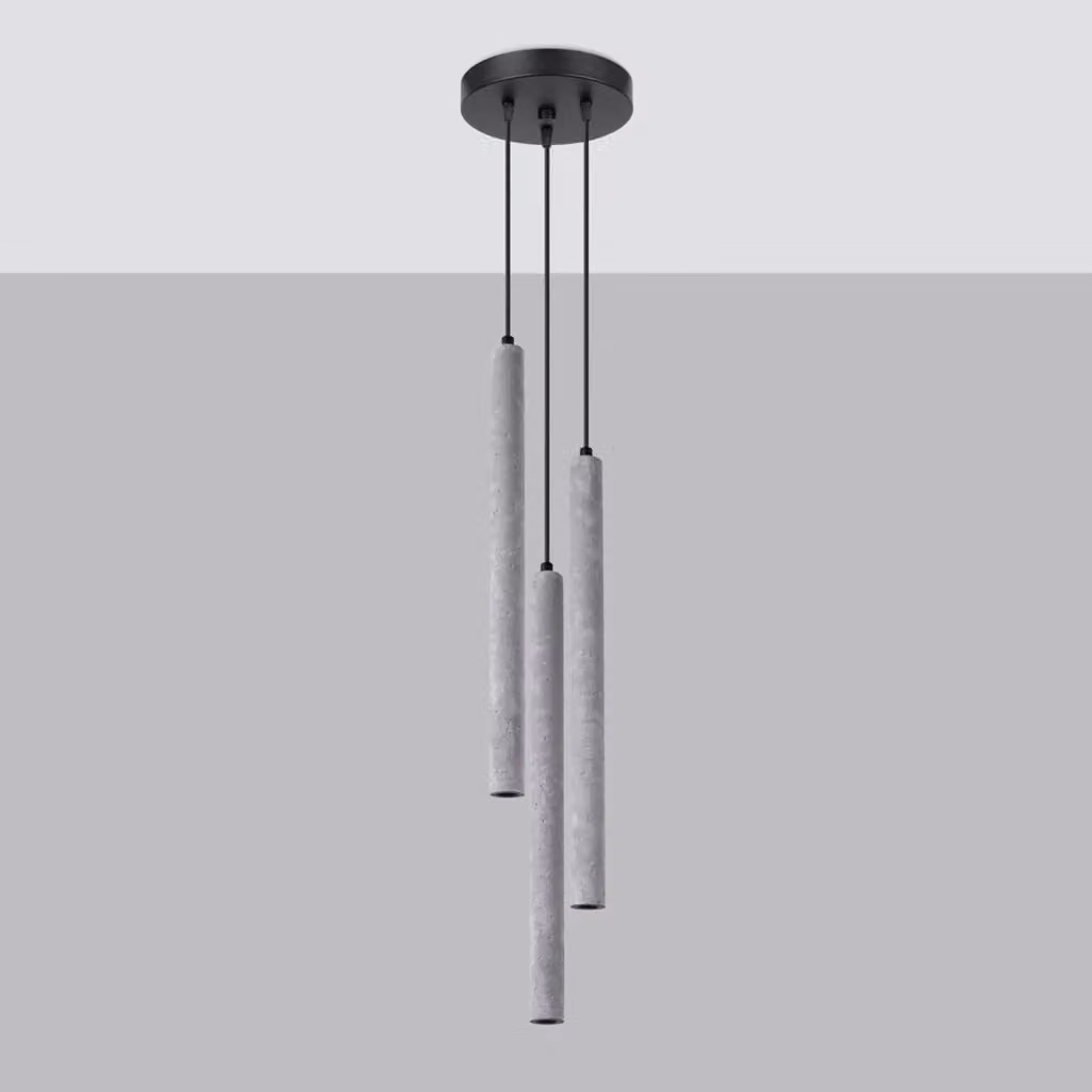 Lampada a sospensione cilindrica in cemento Pure Lume grigio con lampadine G9 sostituibili – 2