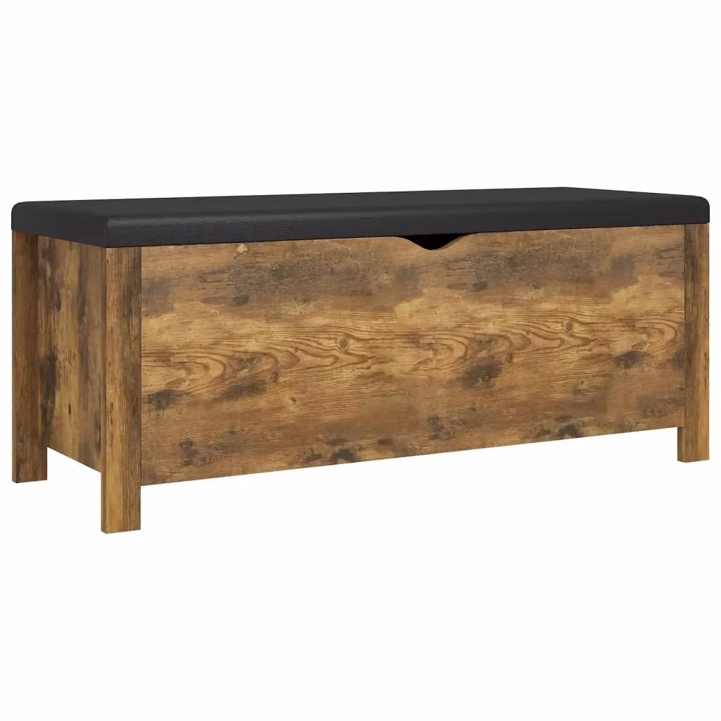 vidaXL Contenitore con Cuscino in Rovere Fumo e Finta Pelle Marrone L: 105 cm, P: 40 cm, H: 45 cm – 2