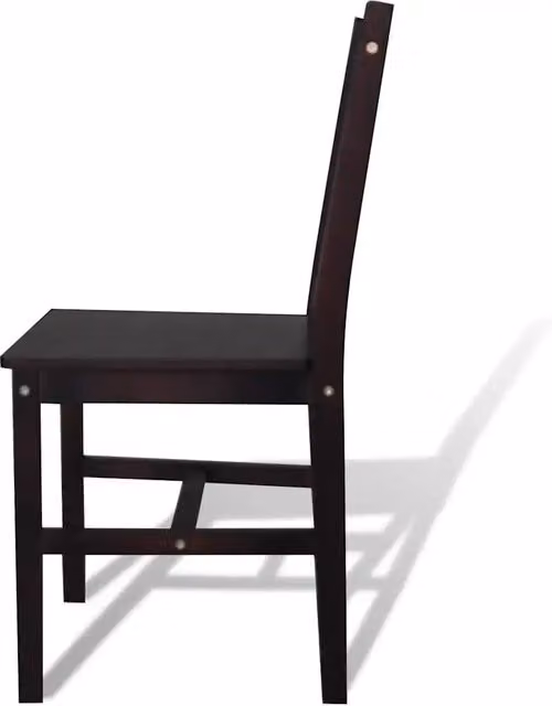 Set di 2 sedie da pranzo e cucina in legno di pino marrone scuro con finitura laccata e design moderno