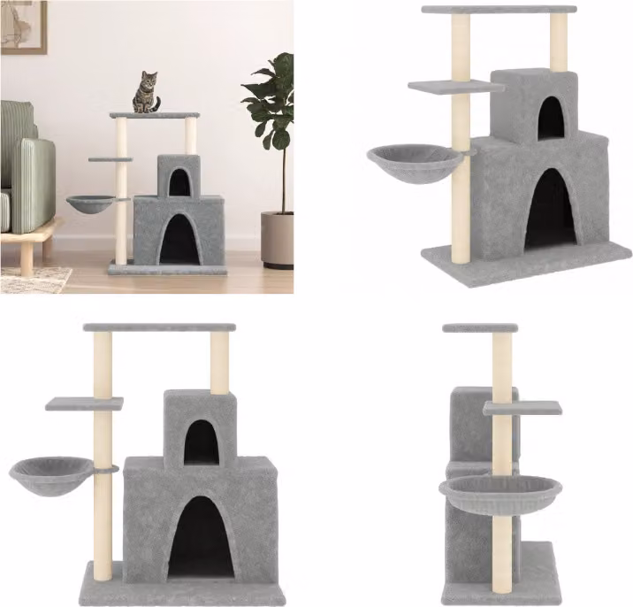 vidaXL Graffiatoio con tiragraffi in sisal grigio chiaro 83 cm - Graffiatoio - Alberi da graffio - Torre per gatti - Mobili per gatti