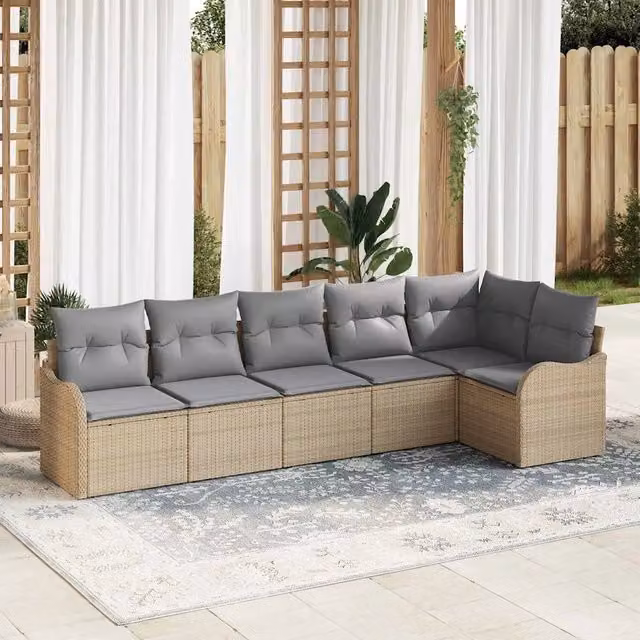 Set Divano da Giardino 6 pz Beige polyrattan 3345720