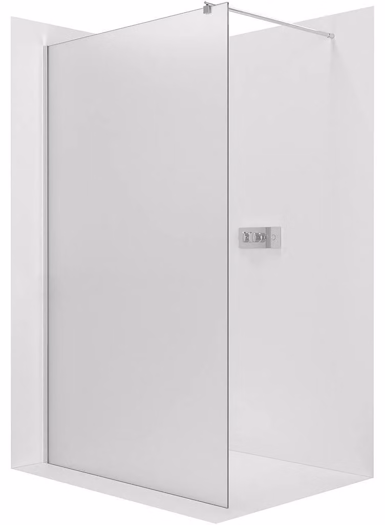 CERANO - Box doccia Walk-in Onyx Round L/P - 8 mm - montante rotondo - cromato, vetro smerigliato - 150x200 cm