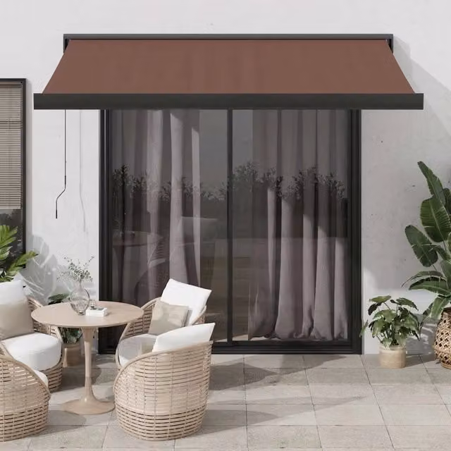 Tenda da Sole Retrattile Automatica con Motore vidaxl, Colore Marrone Antracite, L 350 x P 250 cm