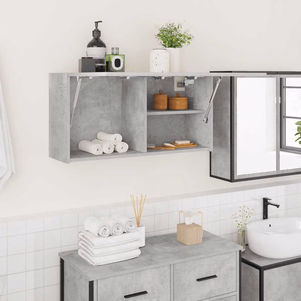 Mobile da bagno a parete vidaXL in MDF Grigio, L 80 x P 25 x H 40 cm