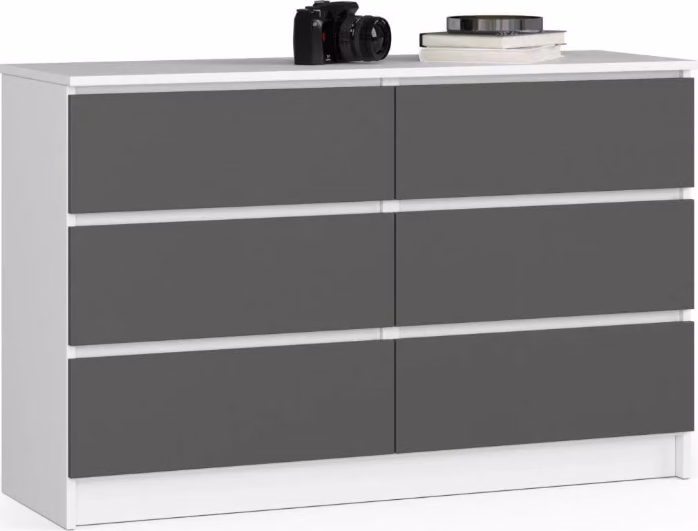 Cassettiera larga SAVRILA - bianco / grigio