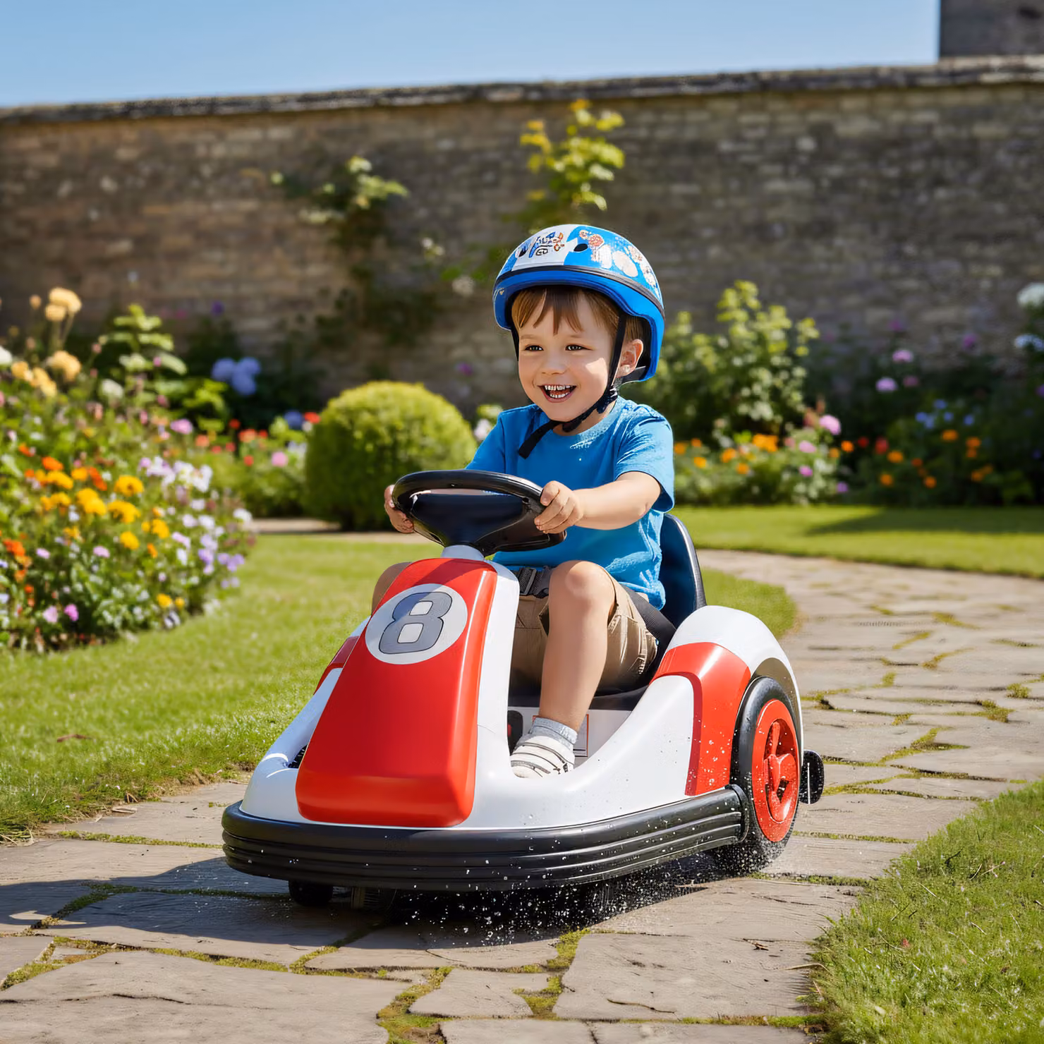 Auto a Scontro Elettrica AIYAPLAY per Bambini 6V con Doppio Motore, Rotazione a 360°, Musica e Clacson, Rosso – 2