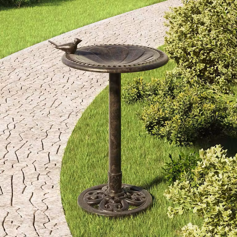 vidaXL Vaschetta Bagnetto per Uccelli da Giardino Rotonda in Plastica Bronzo e Oro