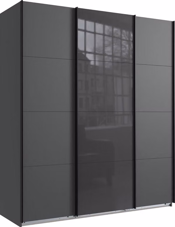 Armadio ad ante scorrevoli Norderstedt 180x64x210cm vetro grafite grigio