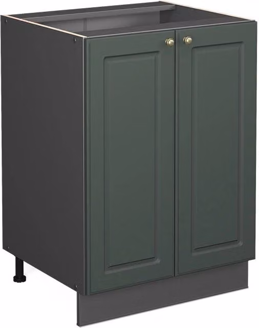Mobiletto base cucina Vicco Fame-Line stile rustico Verde-oro e Antracite con ante a battente e ripiani interni L: 60 cm