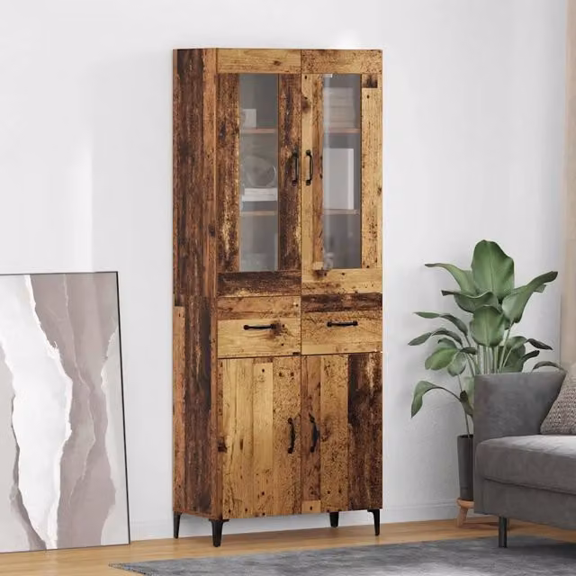 Credenza-Buffet-Armadio da cucina Legno vecchio 69,5 x 34 x 180 cm Legno multistrato 157067