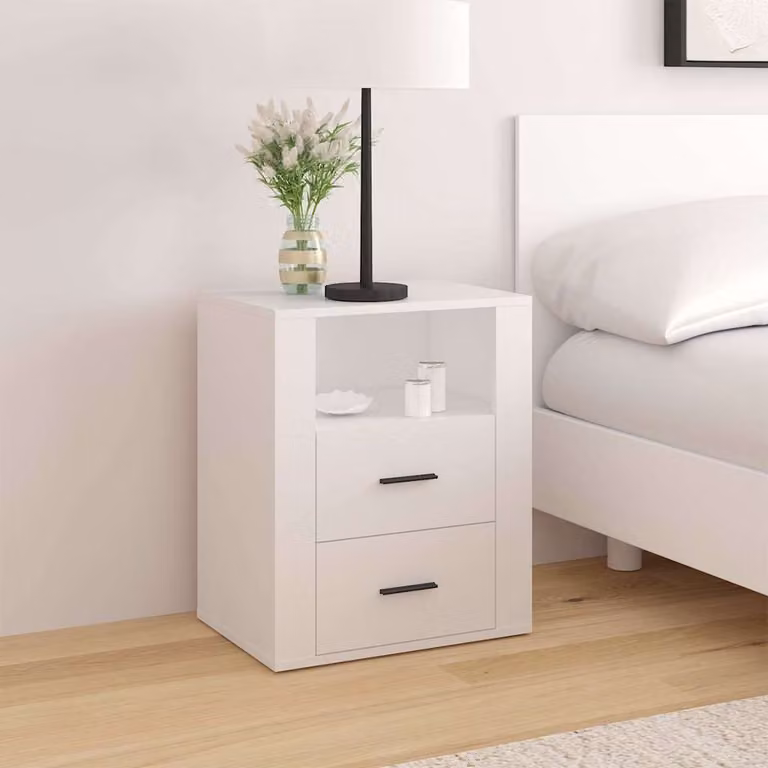 vidaXL Comodino Bianco in Legno MDF da Appendere alla Parete