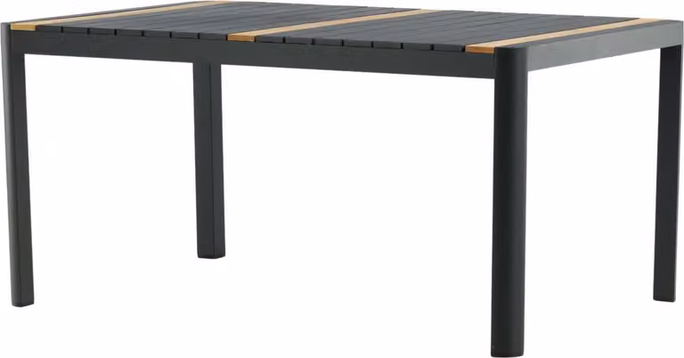Tavolo da pranzo per esterni FURNLUX Togo Teak e Nero 90cm / Colore principale: Nero / Dimensioni: 90 x 150 x 75 cm