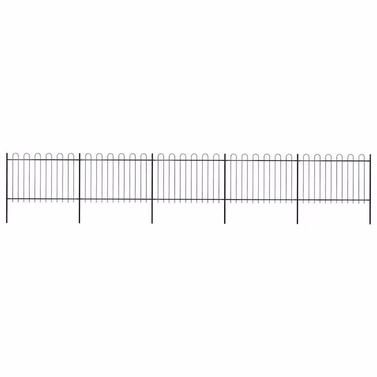 Recinzione da giardino vidaXL in acciaio con parte superiore ad anello, colore nero, L: 838 cm, H: 120 cm