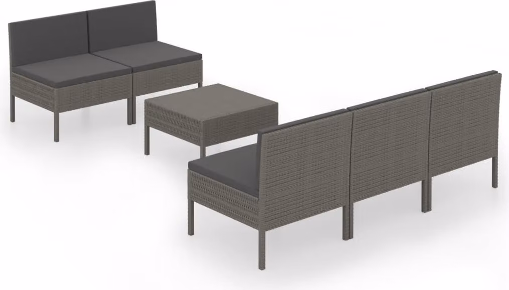 Set Divani da Giardino 9 pz con Cuscini in Polyrattan Grigio