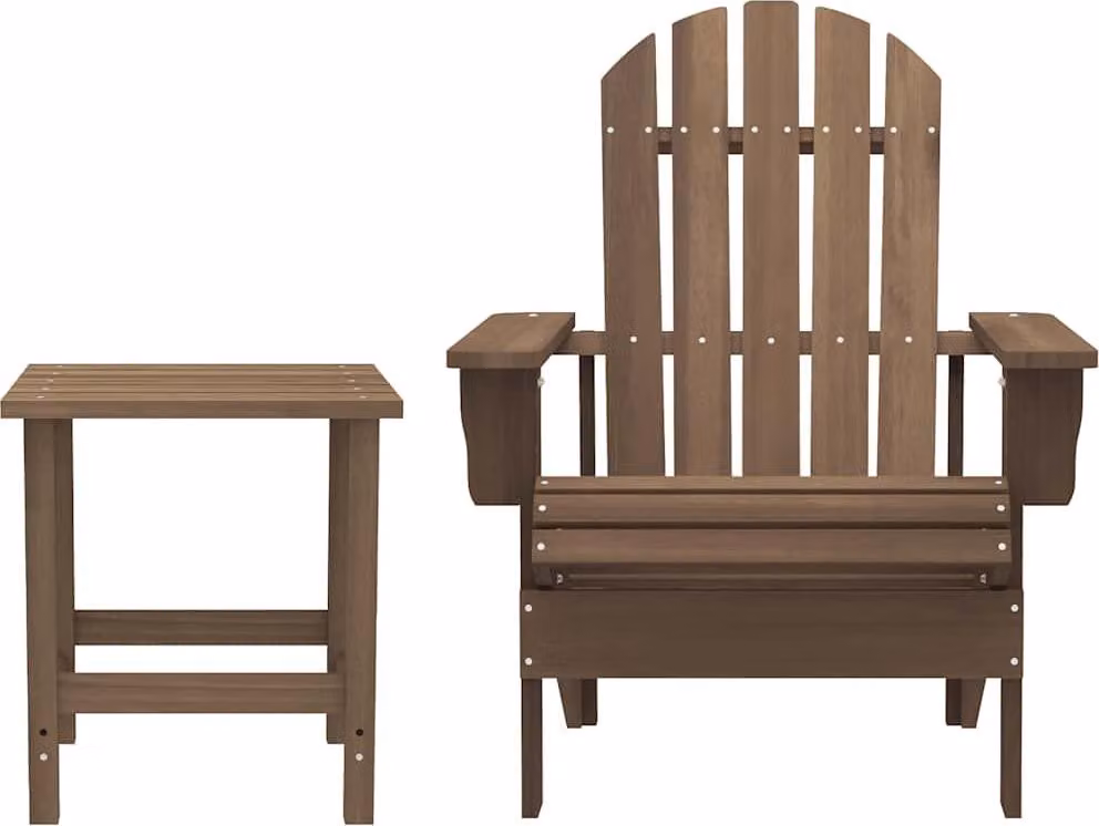 Sedia da giardino Adirondack con tavolo in legno massiccio di abete marrone