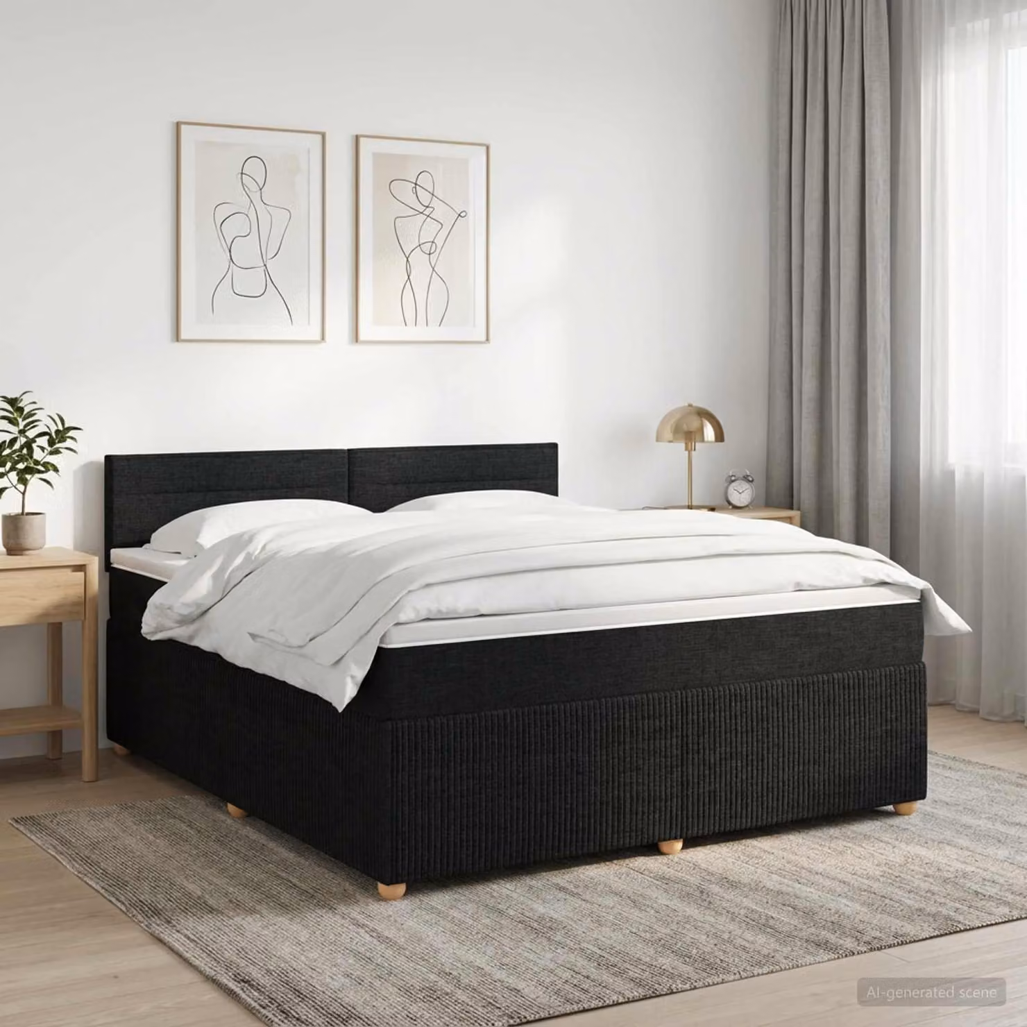 Maison Exclusive - Letto boxspring con materasso nero 140 x 190 cm Tessuto