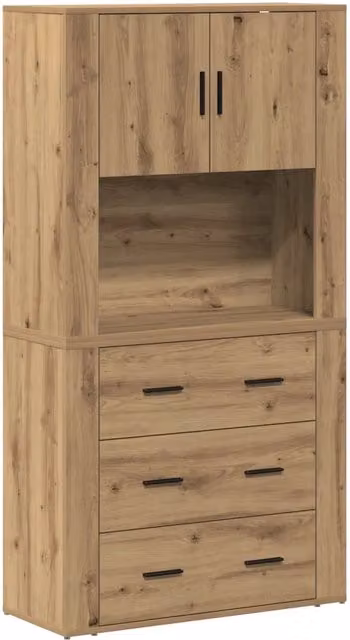 Credenza | Madia | Buffet da pranzo | Armadio da pranzo Rovere artigianale 80 x 33 x 150 cm Legno multistrato
