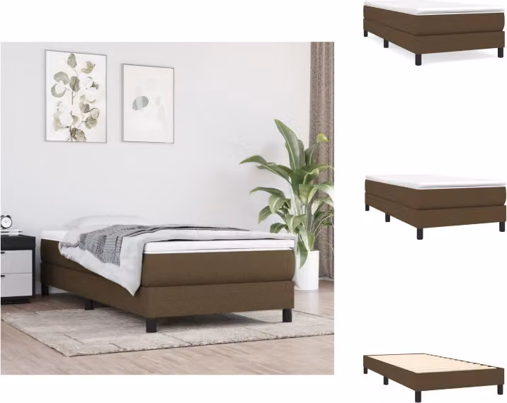 vidaXL Letto a molle con materasso in tessuto marrone scuro 100x200 cm - Letti e strutture letto
