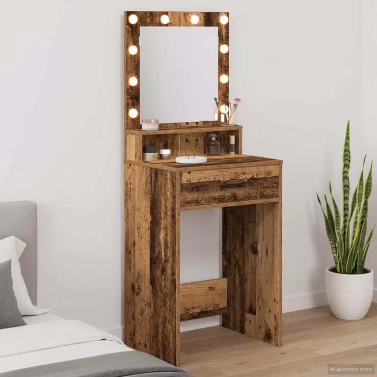 vidaXL Tavolo da Trucco Moderno in Legno e MDF Marrone L/P/H: 50 x 41 x 135 cm