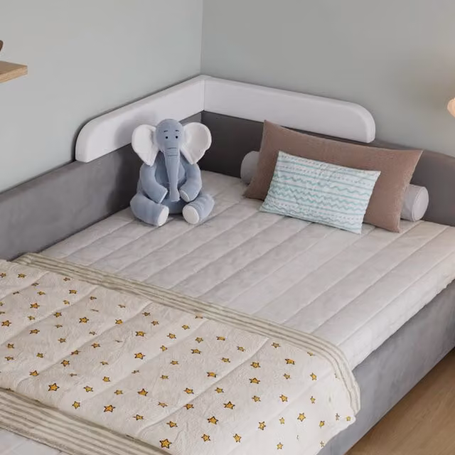 letto imbottito velluto grigio 90x200 cm