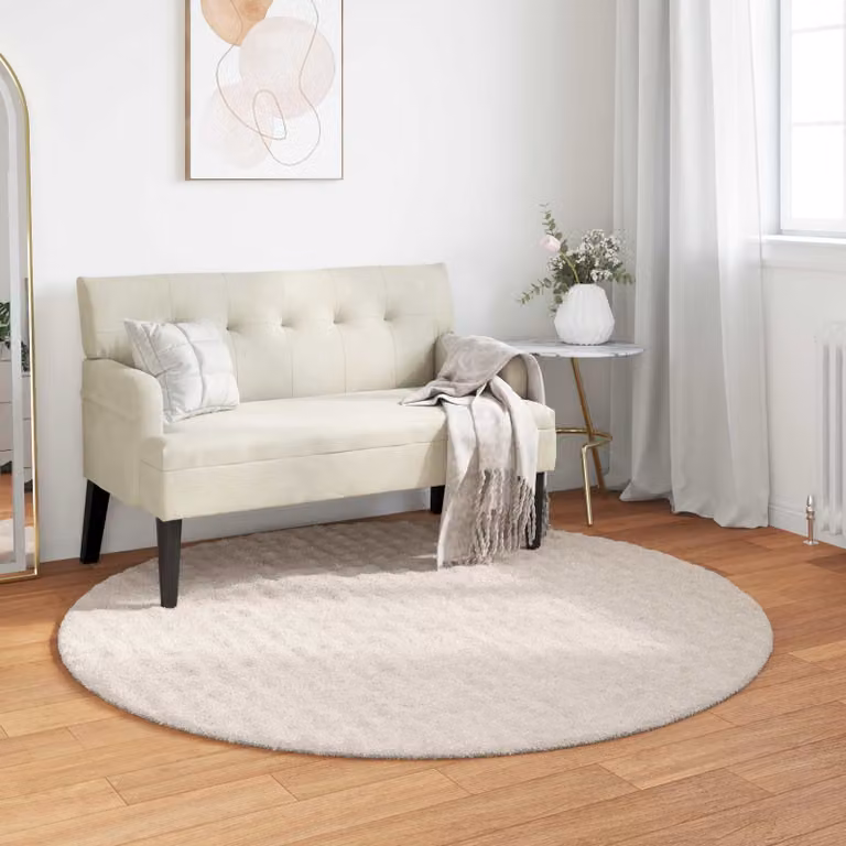 Tappeto rotondo vidaXL SIROLO beige in poliestere, lavabile e antiscivolo, Ø 200 cm