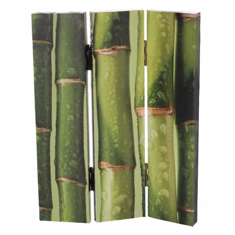 Paravento a 3 ante VACCHETTI in bambù con stampa floreale verde L: 120,6 cm, P: 2,5 cm, H: 180 cm – 2