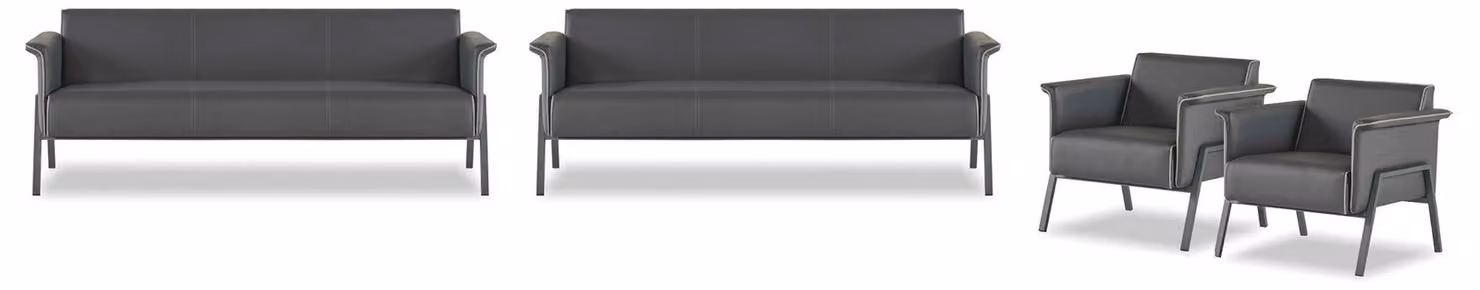 Graue Arbeitszimmer Möbel Designer 3-Sitzer 2x Luxus Stilvolle Sessel