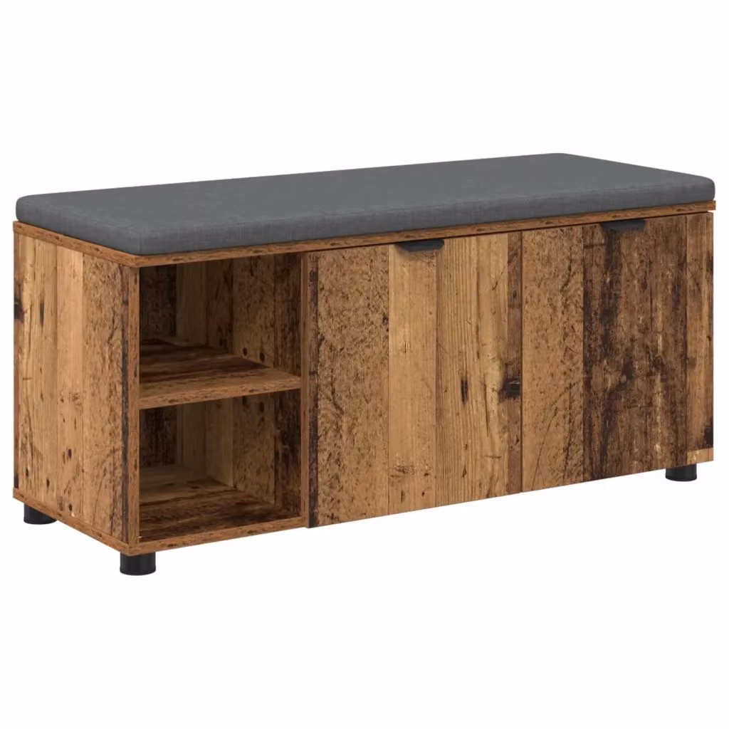 Panca per ingresso con scarpiera e cuscino vidaXL in legno e tessuto marrone L 100 x P 38 x H 46 cm – 2